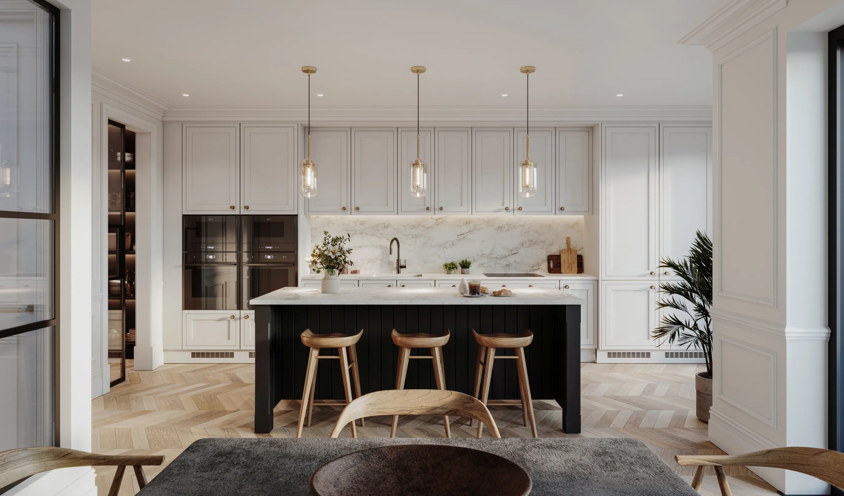 Hollybrook - Cedars Row, Putney CGI - Ground Floor Kitchen