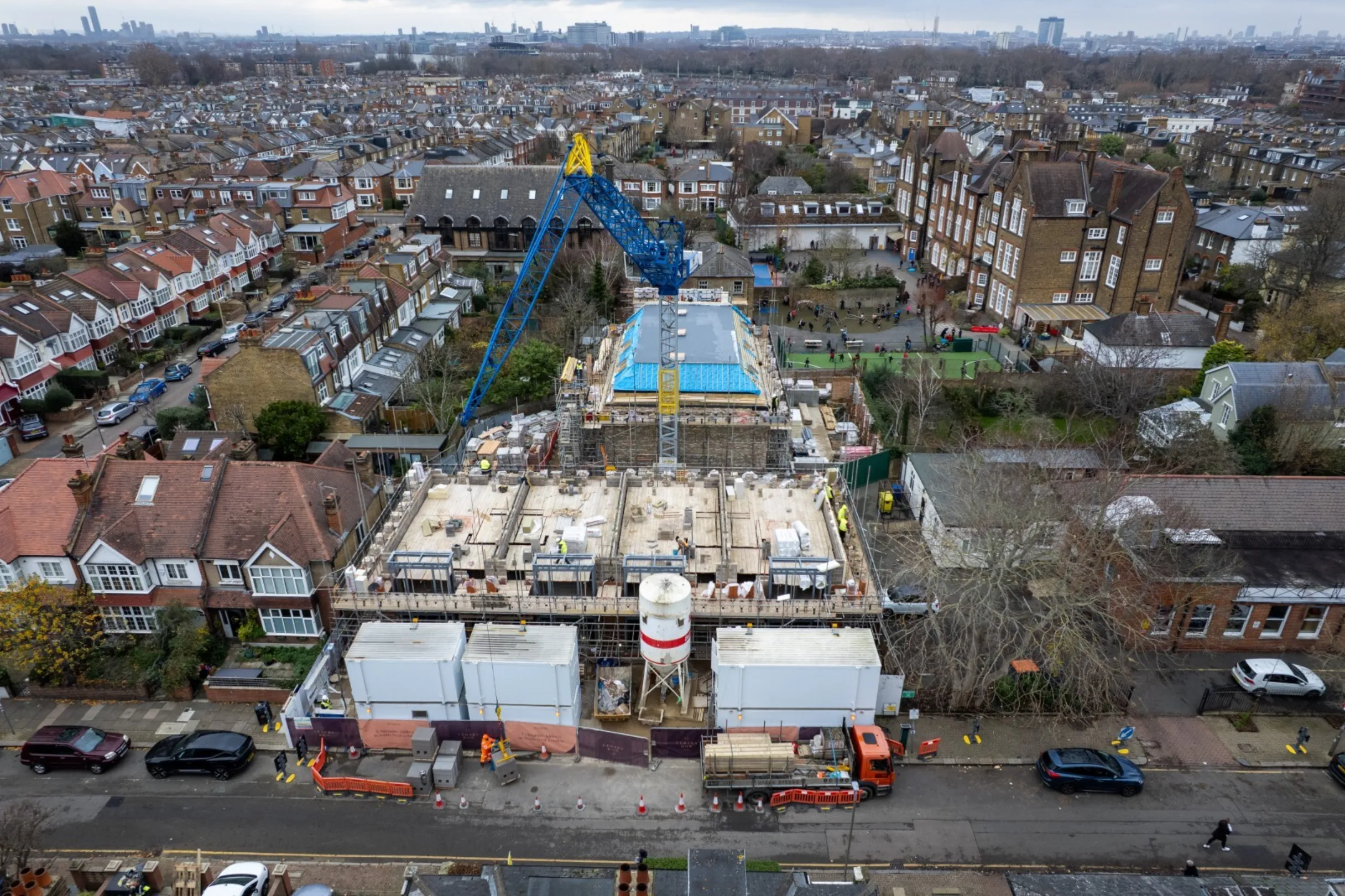Drone footage of Cedars Row, Putney - December 2025