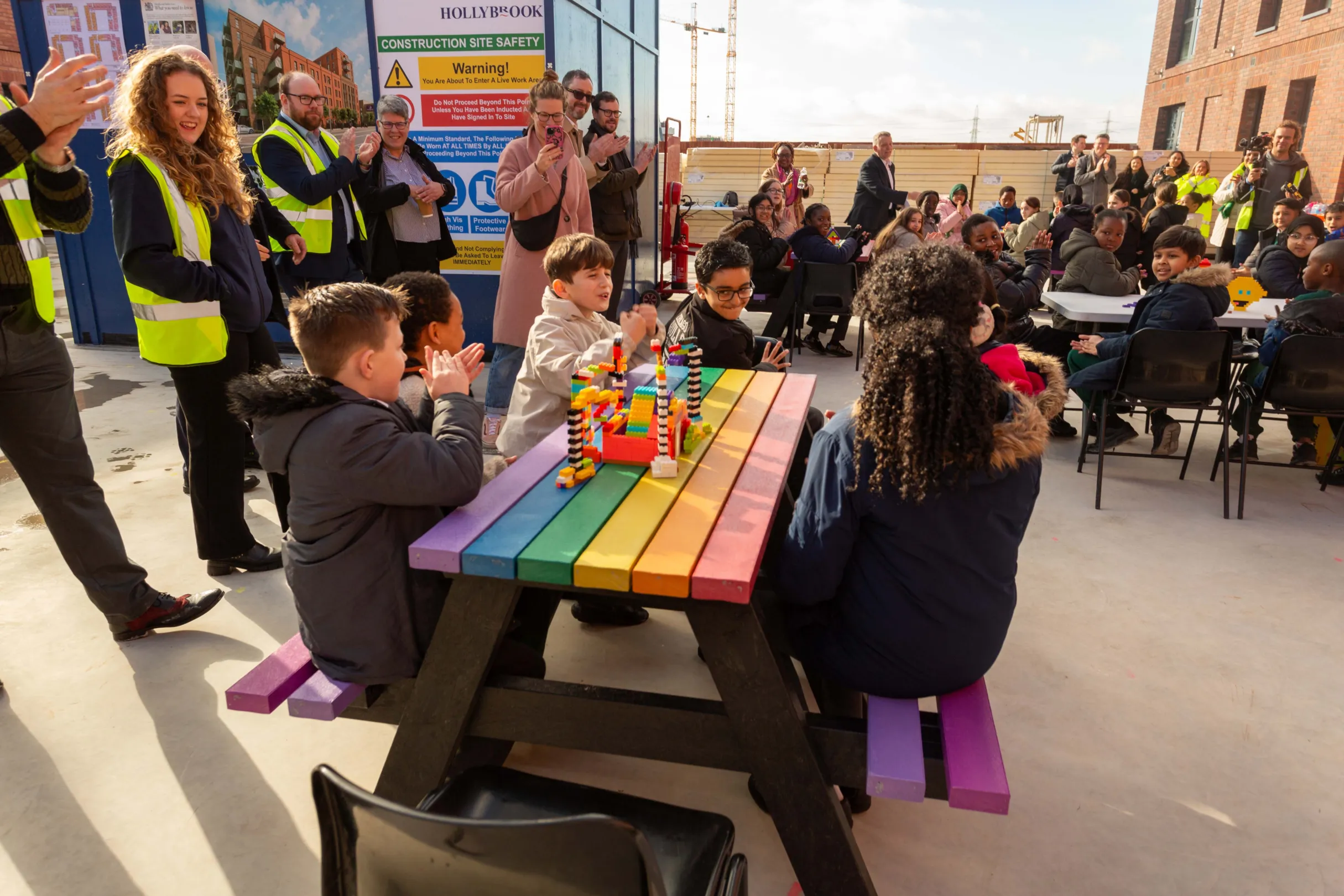 Local school taking part in a lego challange at the Hollybrook development, Transport House
