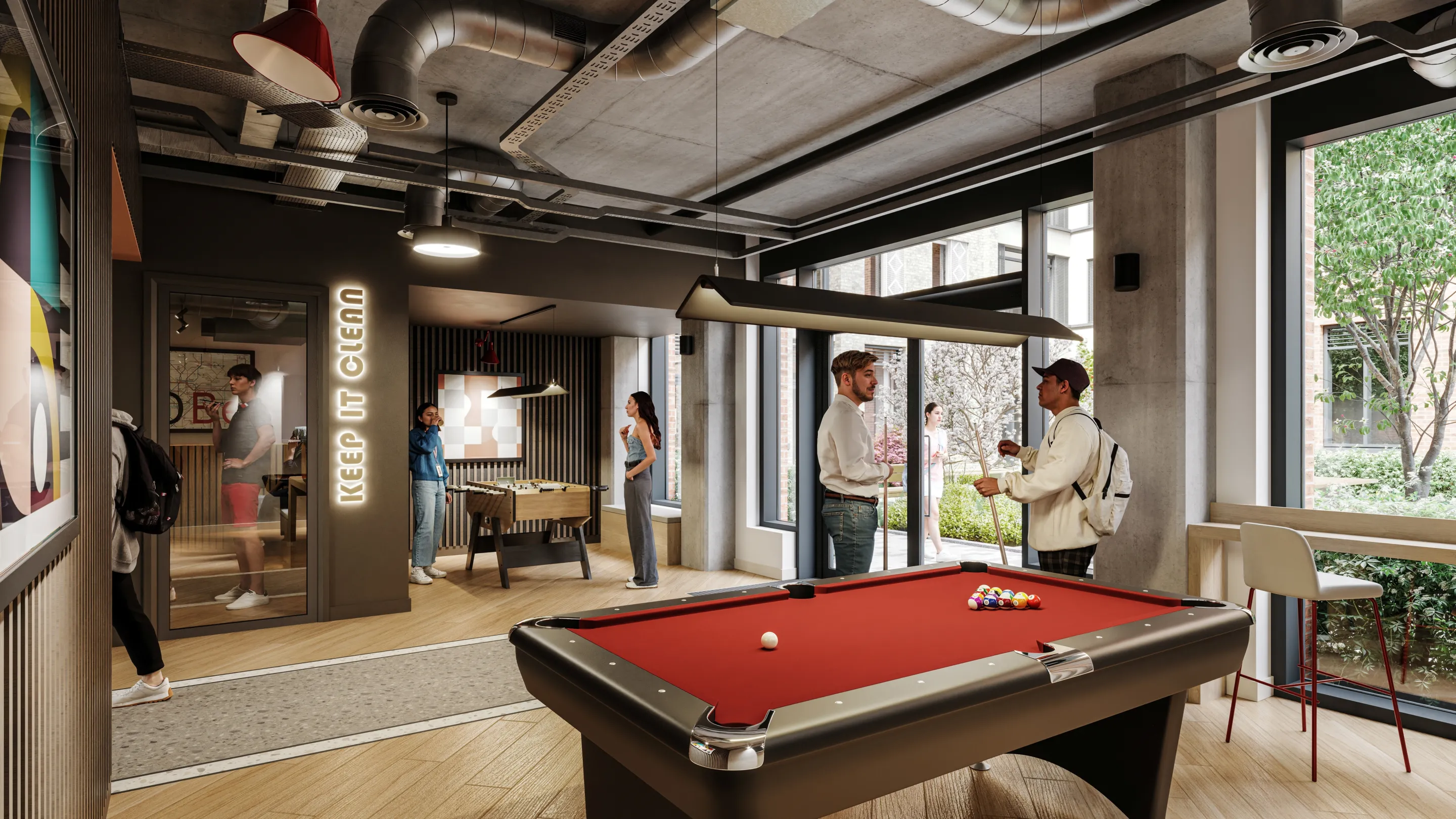 CGI image of the amenity space on the ground floor at Signal House, Wimbledon