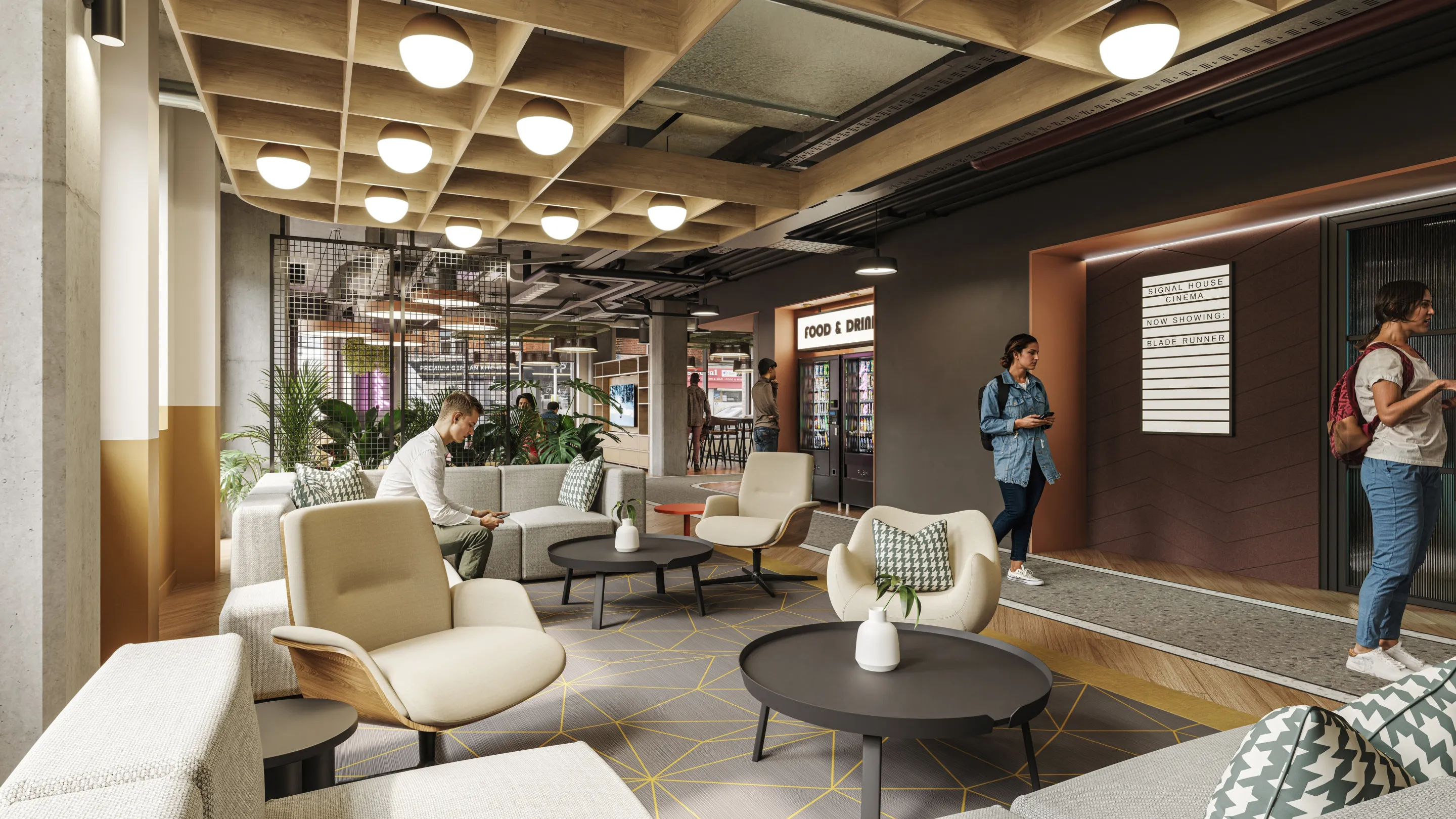 CGI image of the amenity space on the ground floor at Signal House, Wimbledon