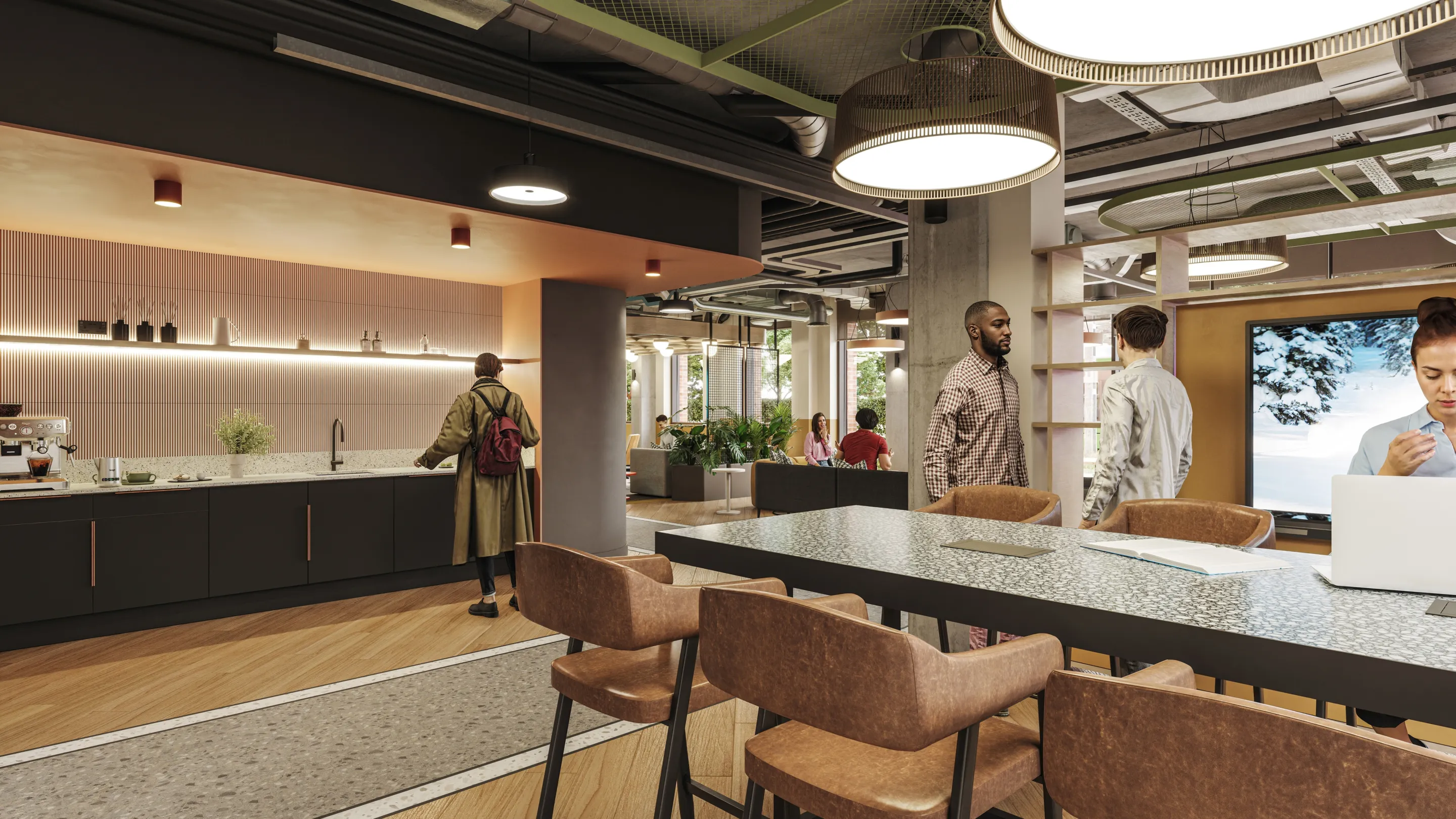 CGI image of the amenity space on the ground floor at Signal House, Wimbledon
