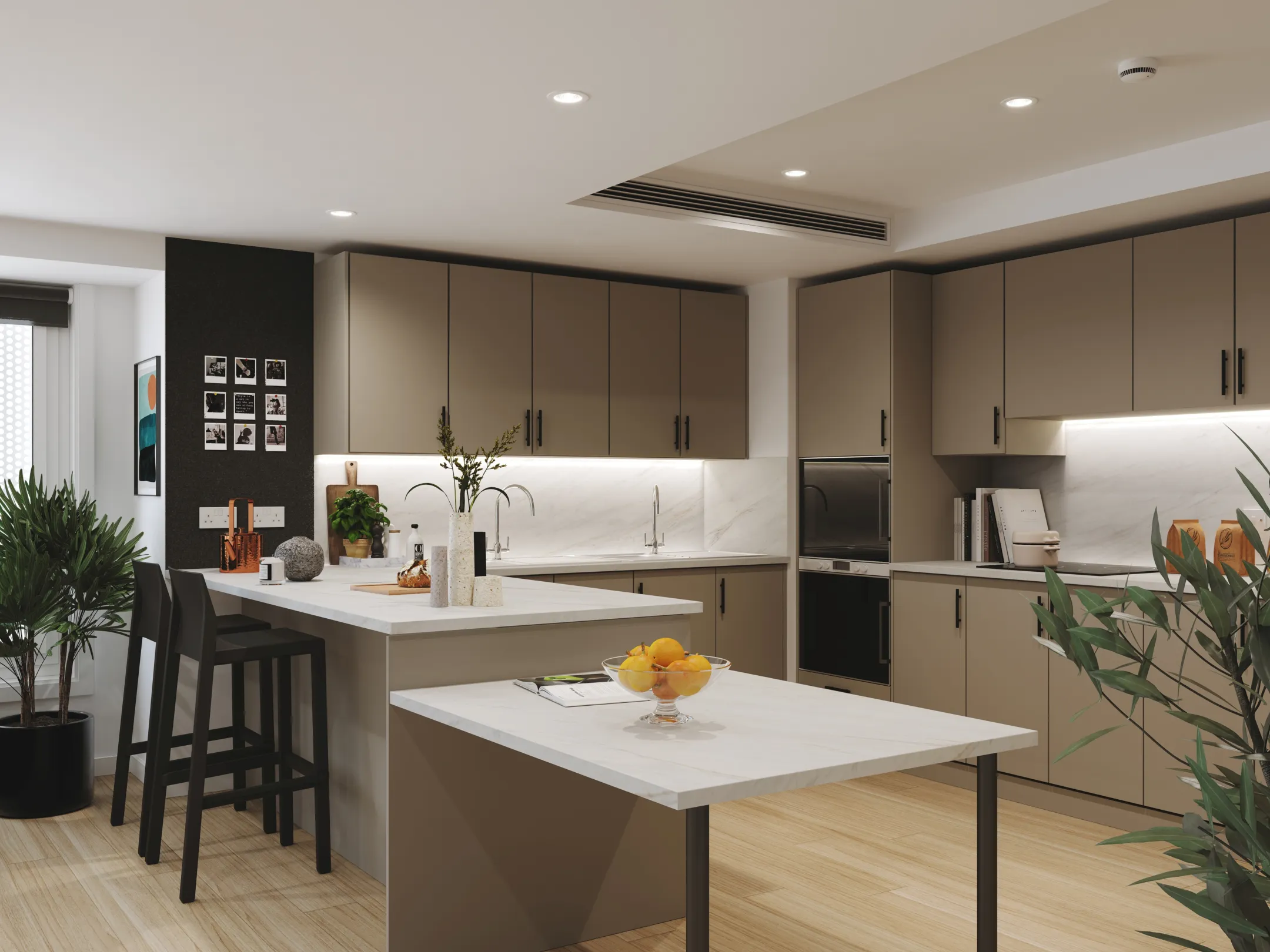 A modern kitchen in a new student accommodation block
