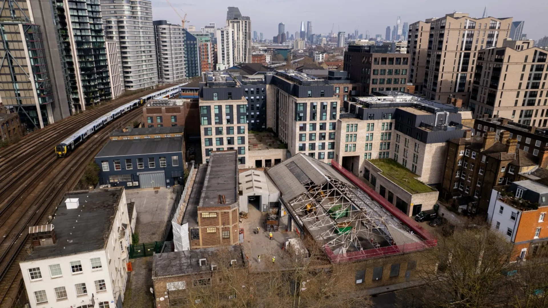 Glasshouse Walk - Drone footage aerial image of demolition work in progress