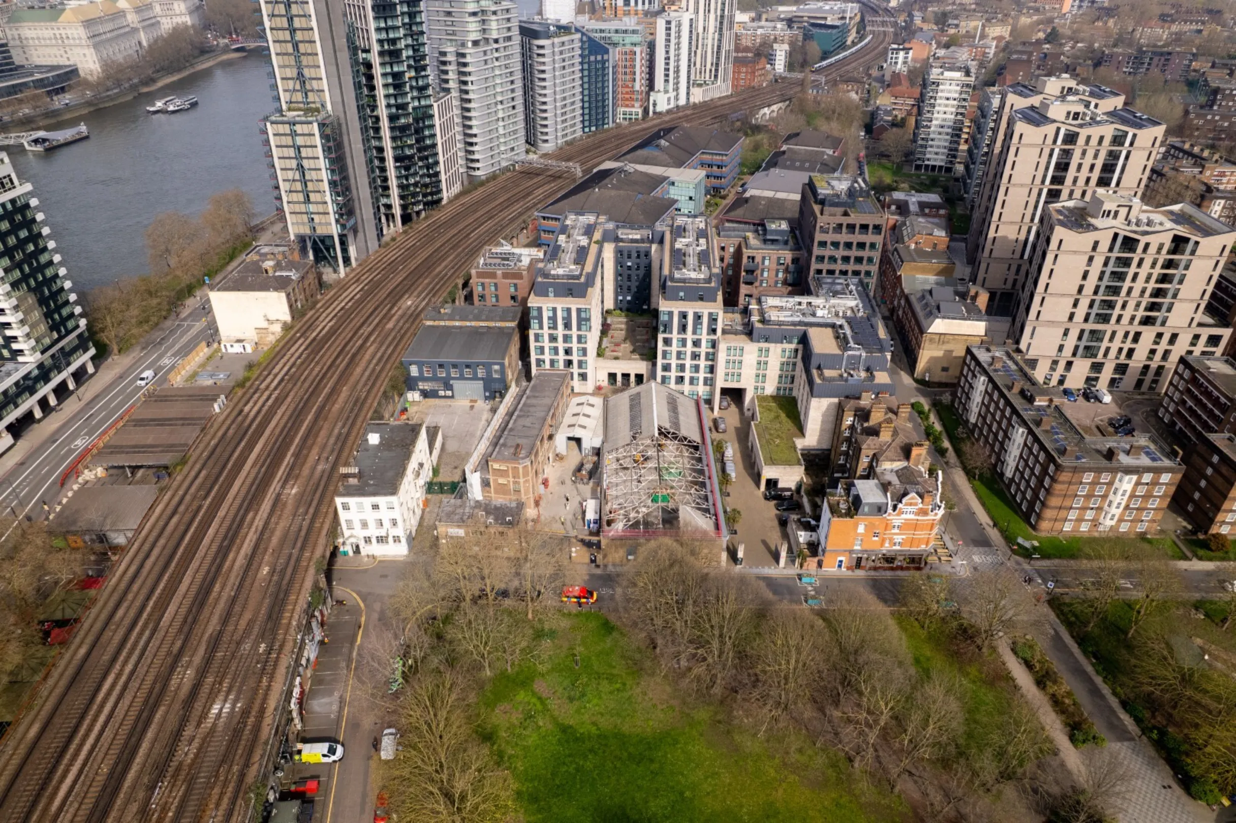 Glasshouse Walk - Drone footage aerial image of demolition work in progress