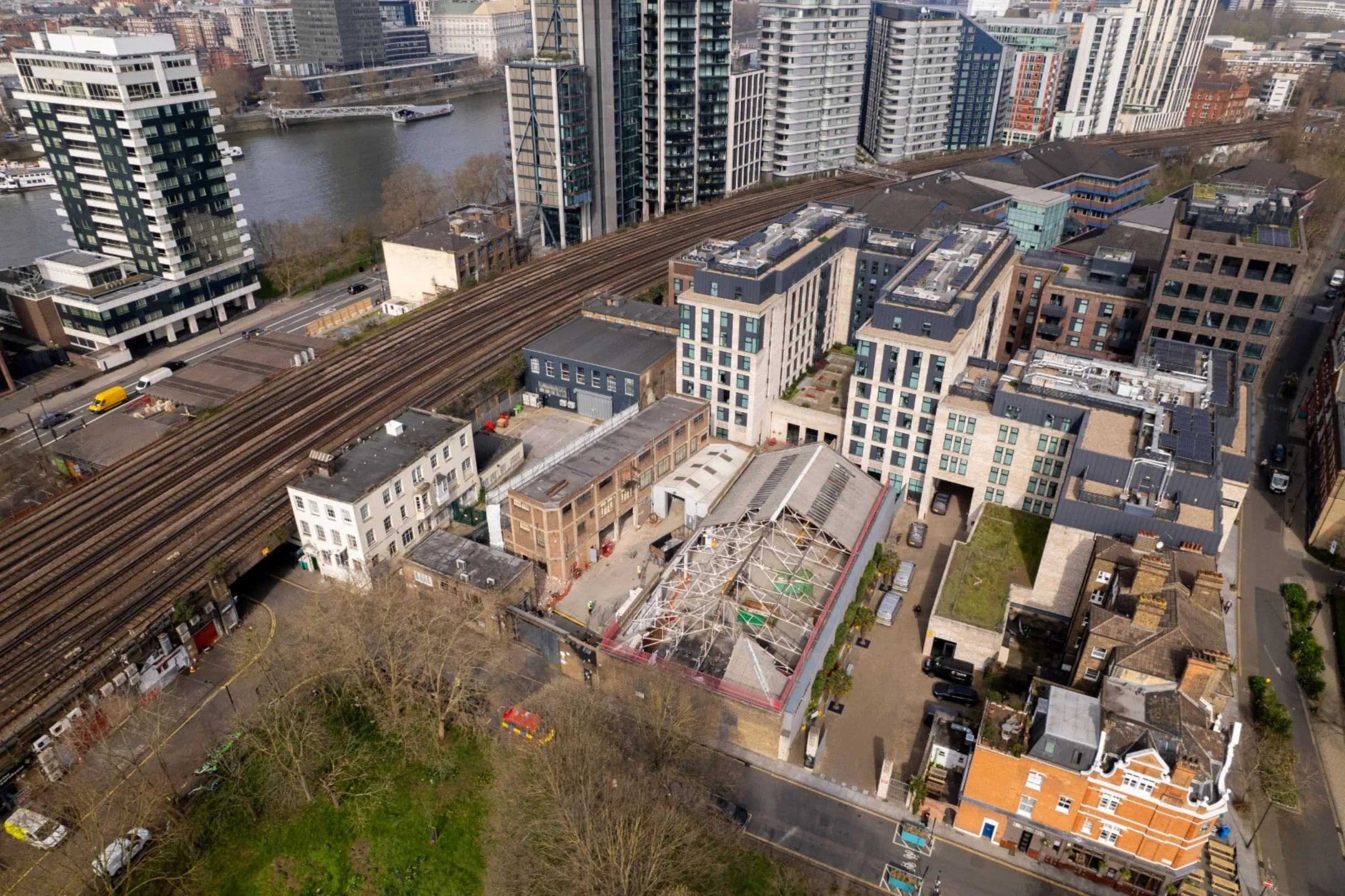 Glasshouse Walk - Drone footage aerial image of demolition work in progress
