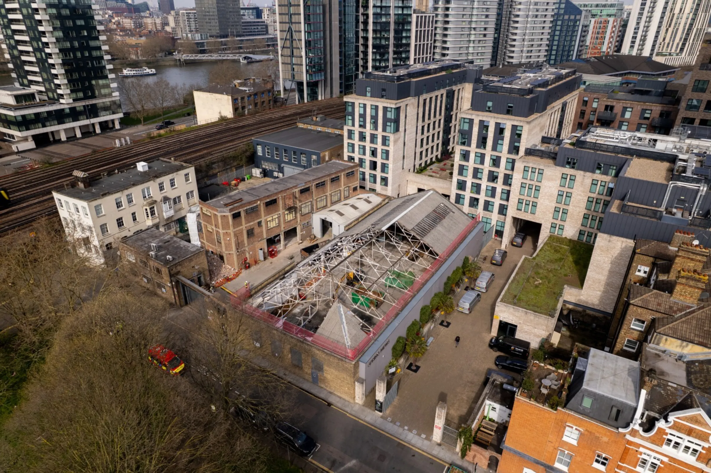 Glasshouse Walk - Drone footage aerial image of demolition work in progress