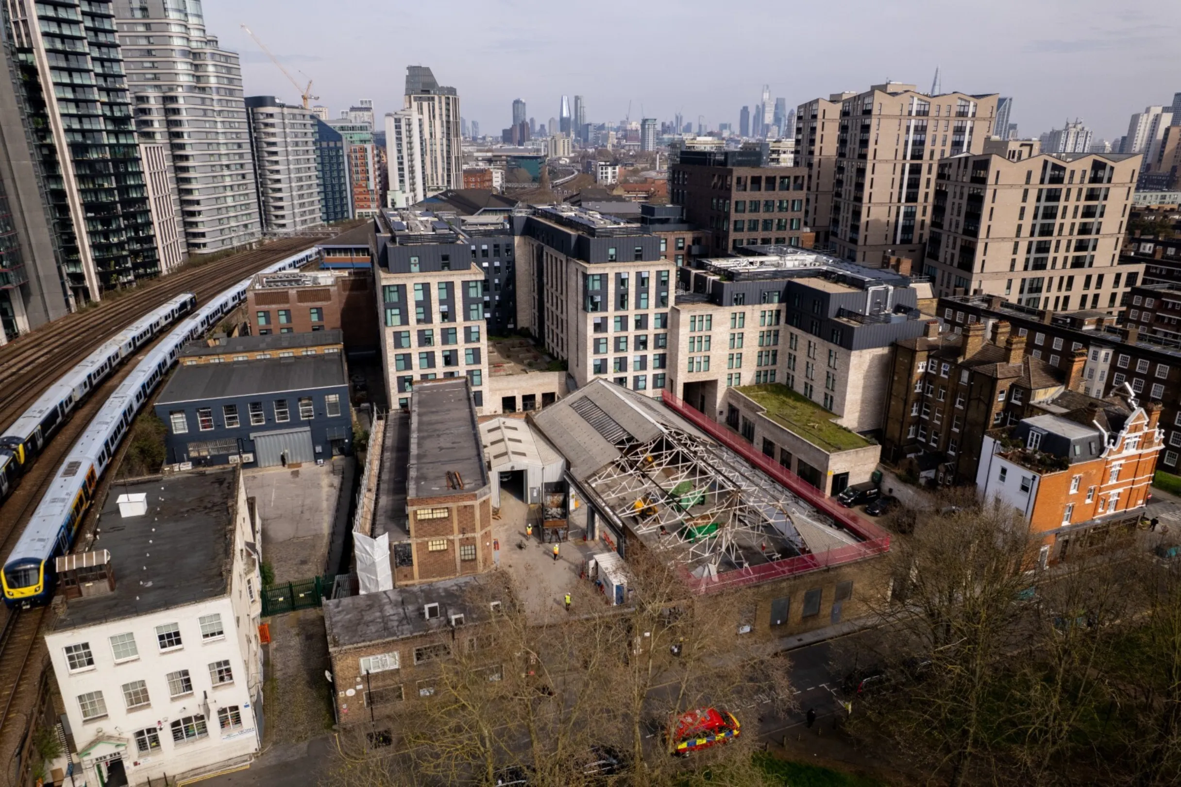 Glasshouse Walk - Drone footage aerial image of demolition work in progress