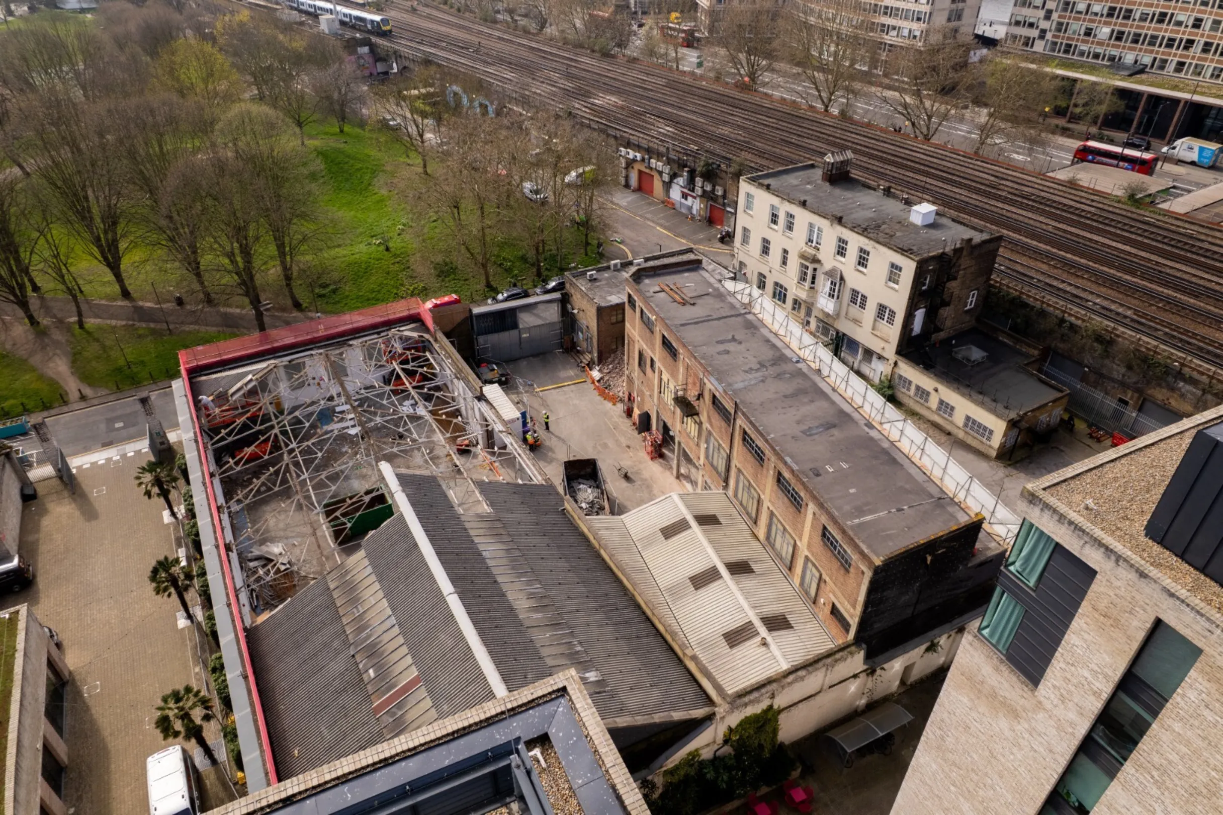 Glasshouse Walk - Drone footage aerial image of demolition work in progress